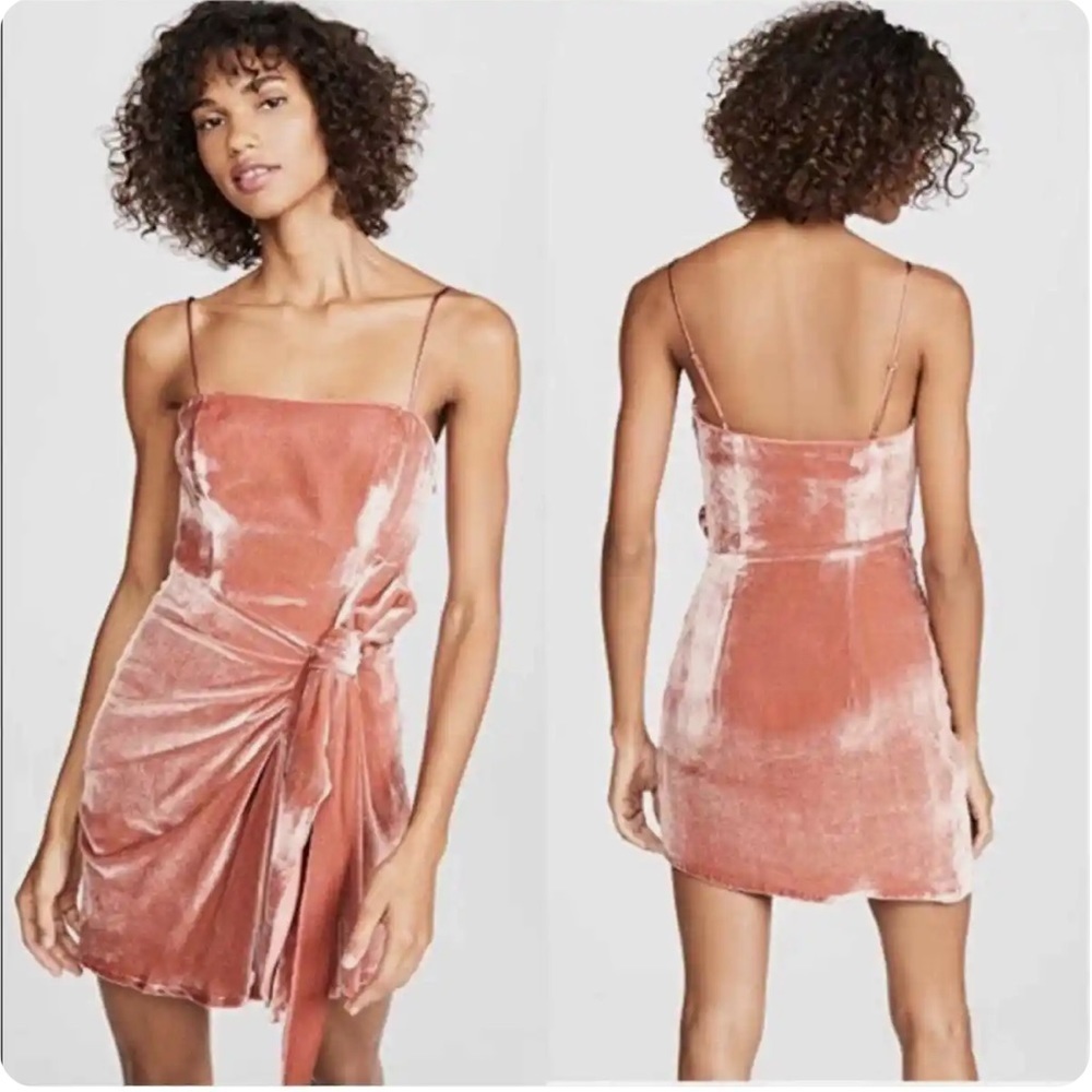 NWT Cinq a Sept Kiki Mini Dress Sash Front Bow Velvet Rosewood Sz 8